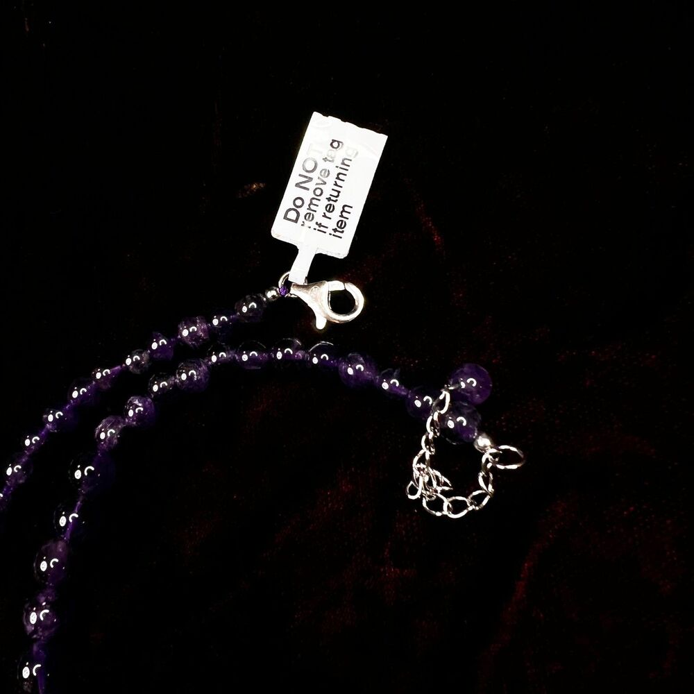 Amethyst Bead Silver Necklace | yahsarah | Gems TV | 925 Sterling Silver - Picture 6 of 12